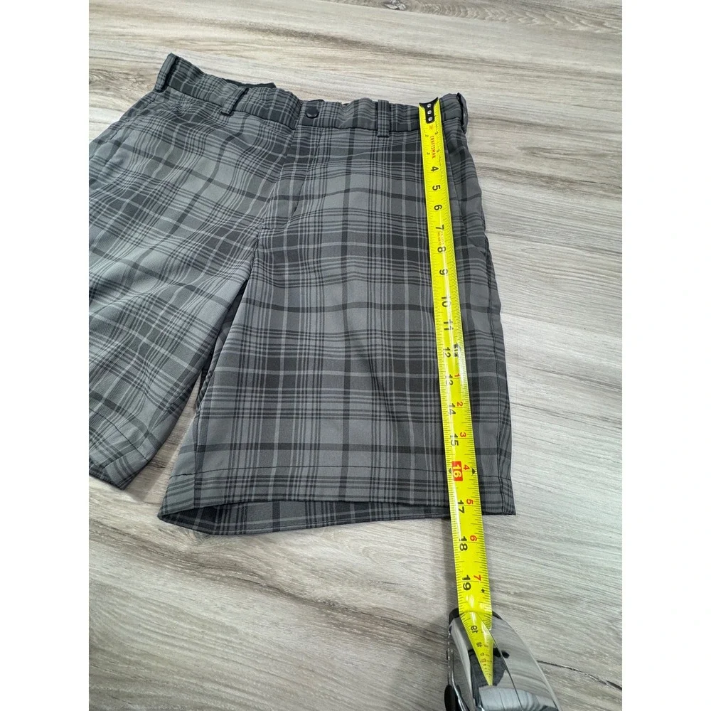 Nike Golf Mens Dri-FIT Plaid Shorts Grey Black Size 30 Performance‎ Activewear